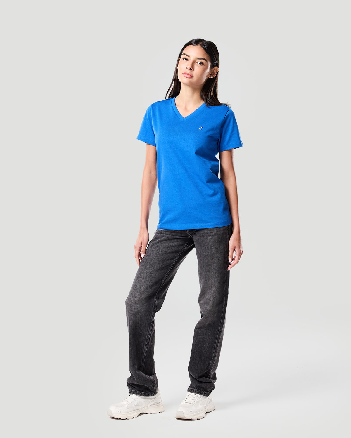 Camiseta de Cuello en V para Mujer-AZUL NÁUTICO image number 1