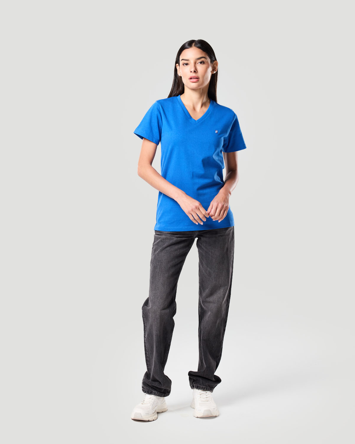 Camiseta de Cuello en V para Mujer-AZUL NÁUTICO image number 0