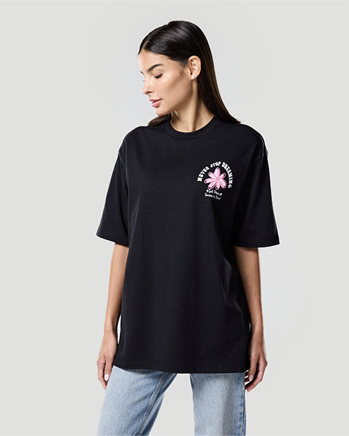 Camiseta Gráfica para Mujer-NEGRO AZABACHE