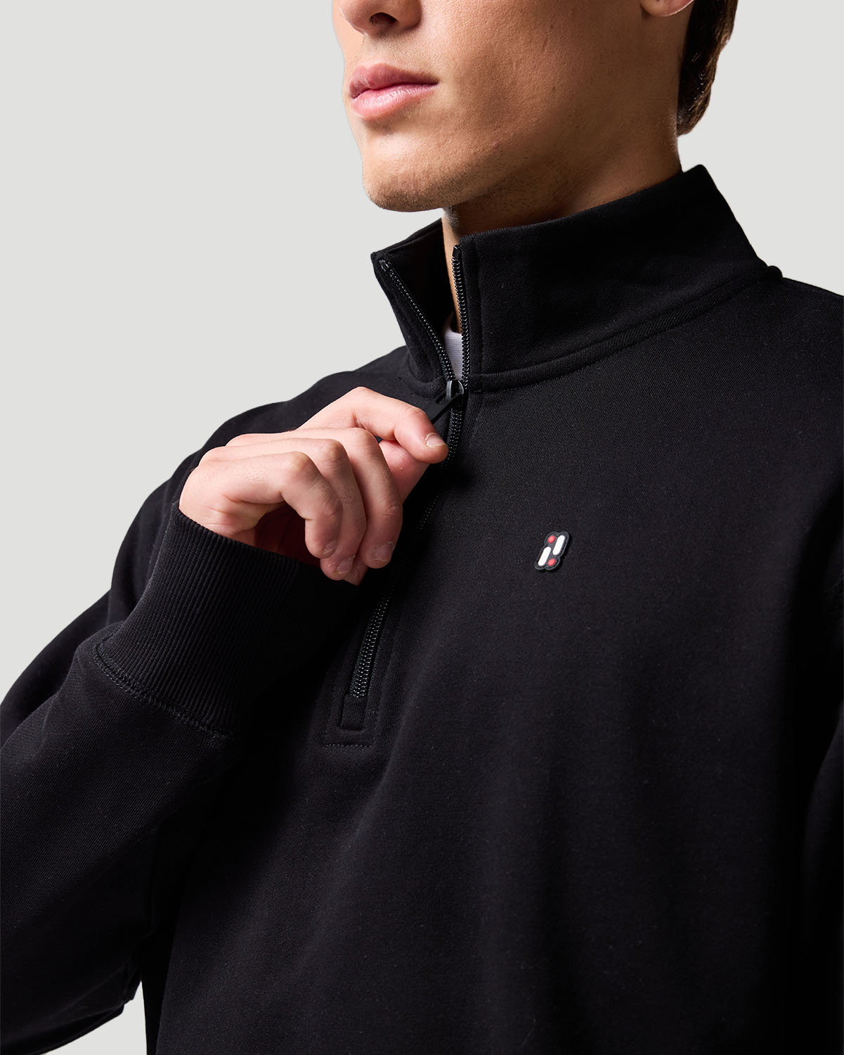 Suéter de Cuello Alto con Cremallera Media para Hombre-NEGRO AZABACHE image number 3