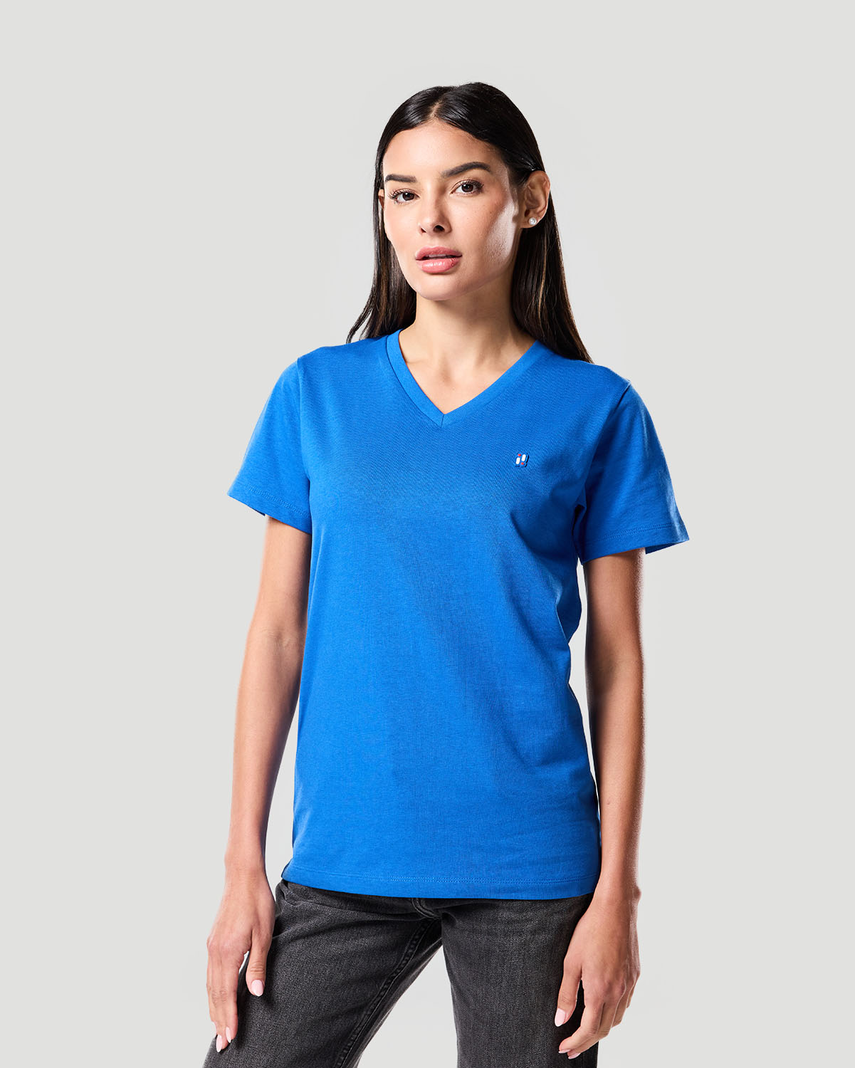 Camiseta de Cuello en V para Mujer-AZUL NÁUTICO image number 3